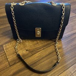 Elegant Coach Black and Gold Lane Shoulder Bag with Chain Strap
