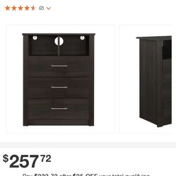 Allman 3-Drawer Brown Dresser with Shelf 36 x 27.5 x 13