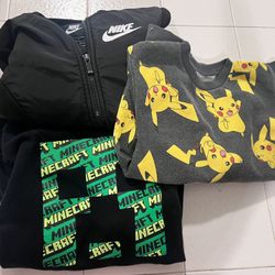 Boys Sweaters Minecraft, Pokemon, Nike Zip Up- Size Sm 