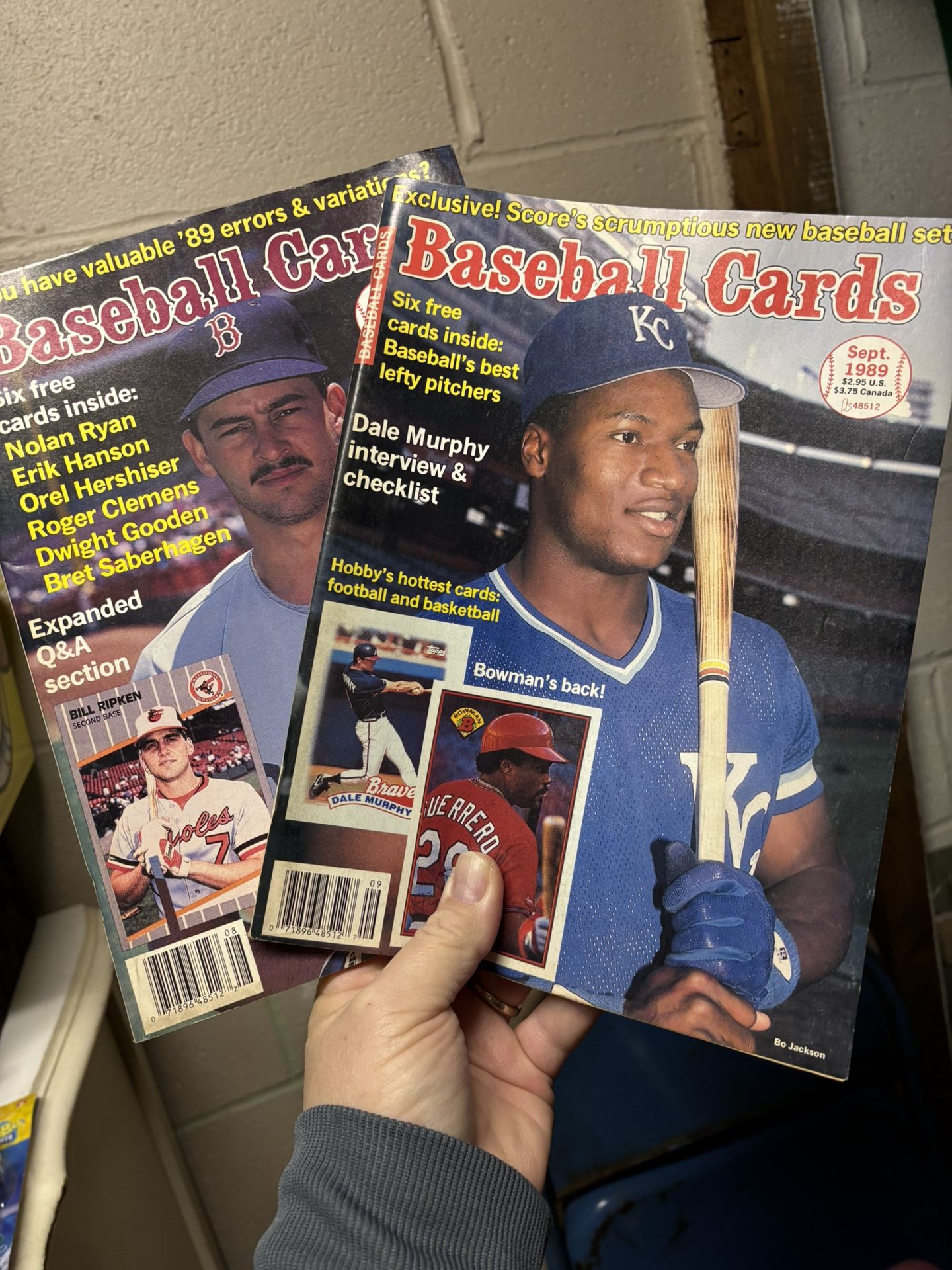 1989 Baseball Card Magazine/Price Guide W/Bonus Cards. Bo Jackson Cover