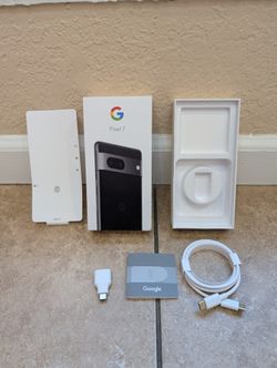 Google Pixel OEM USB Cable, USB A-C Adpr, Sim Tool, Box for Pixel 7 Obsidian