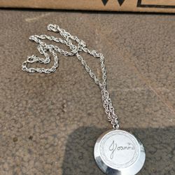 Sterling Silver Necklace with etched Charm - JOANNE