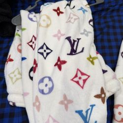 Custom XL White Louis Vuitton Monogram Pants – Full Multi-Color All-Over LV Print