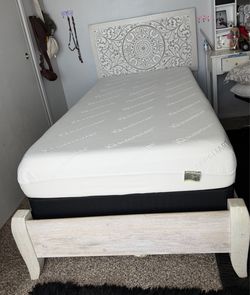Twin Bed Frame with Comfortable Mattress – Great Condition