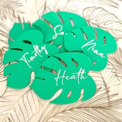Wedding Tropical Monstera Leaf Place Cards 