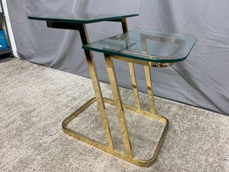Geometric Modern Brass 2-Tier Side Table