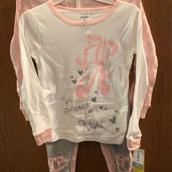 New w /tags, Girl’s 2 Set, Long Sleeve Sleeper Pajamas, Size 6