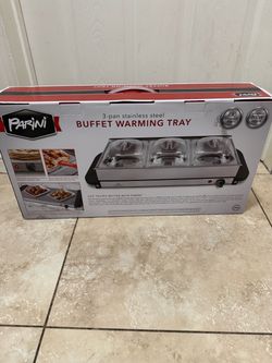 Brand New Parini 3-Pan Stainless Steel Buffet Warming Tray