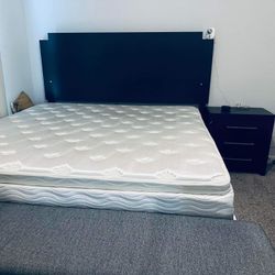 King bed frame with box mattress and headboard all included