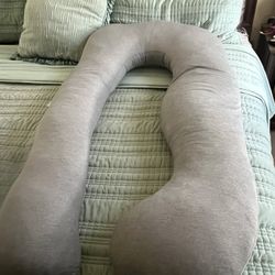 Pharmedoc Pregnancy Pillows, U-Shape Full Body Pillow - Solid – Cooling Removable Cover Dark Grey