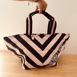 Victoria Secret Tote Bag Striped Logo