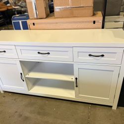 58 inch farm buffet cabinet with storage, coffee bar cabinet with drawers white $ 130 