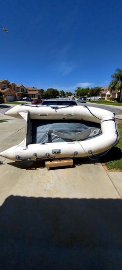 Dingy gray , scooter , 6 hp motor , 26 ft rv  ,  blue boat