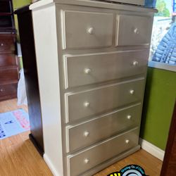 New Jumbo Duplex Solid Wood White Wash Dresser Chest  