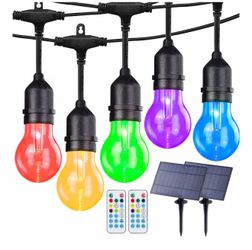 Outdoor RGB solar LED strip lights, 96 feet, dimmable, waterproof, with remote control