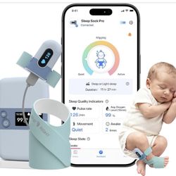 New-Babytone Baby Sock Monitor with Base Station- Baby Sleep Monitor, Tracking Heart Rate and Movement with Sleep Patterns, Baby Foot Monitor with APP