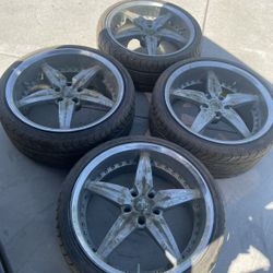 4 - 245/35zr20 5x120 5x4.72 5x4.75 Chrome S10 Camaro Rims Wheels With Tires!!