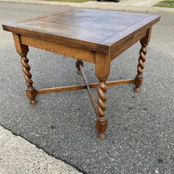 English Oak Draw Leaf Dining Table Circa 1900 Spiral Leg 