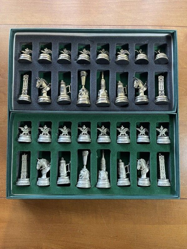 Rare Vintage Anheuser Busch Pewter Brass Collectors Chess Set