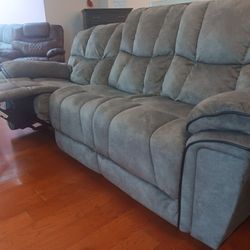 *4th Of July Now!!!*---Classic Barcelona Gray Fabric Reclining Sofa/Loveseat Sets---Delivery And Financing Available😉