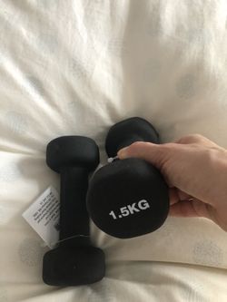 Pair of 1.5 kg (3.3 pounds) dumbbells