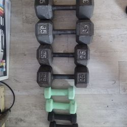 Weighted Dumbells Sets 35lbs 25lbs 5lbs 3lbs