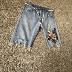 Custom Long Distressed  Denim Shorts 