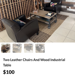 Ikea leather sofas and table