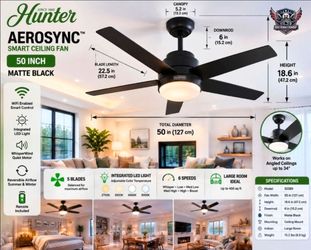 New Hunter 50" AeroSync Smart fan with Remote Wifi