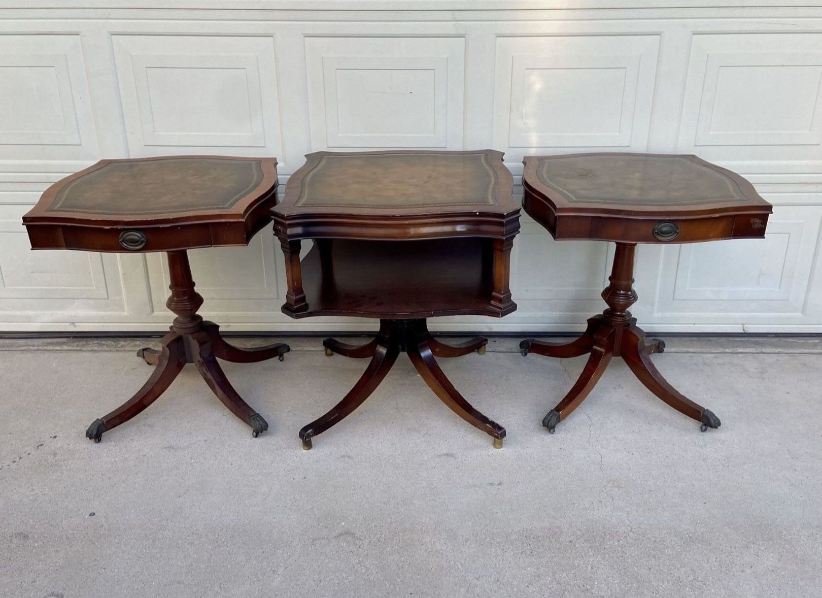 Antique Parlor Tables 3 Piece Set  & 1 Antique  Drum Table