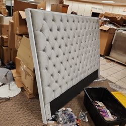 Brand new Chrome and Gray tuft king headboard.