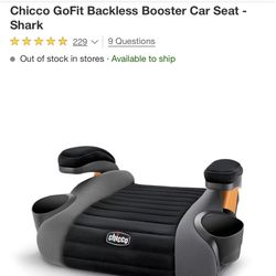 Booster Car Seat-Brand Chico GoFit Backless Shark