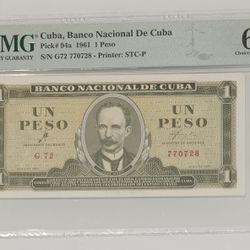 1 Peso 1961 Cuba Jose Marti PMG 64