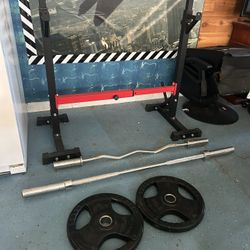 Bench Stand With Bar And Curl Bar