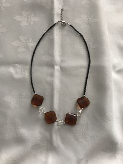 Dark wine color and beaded necklace