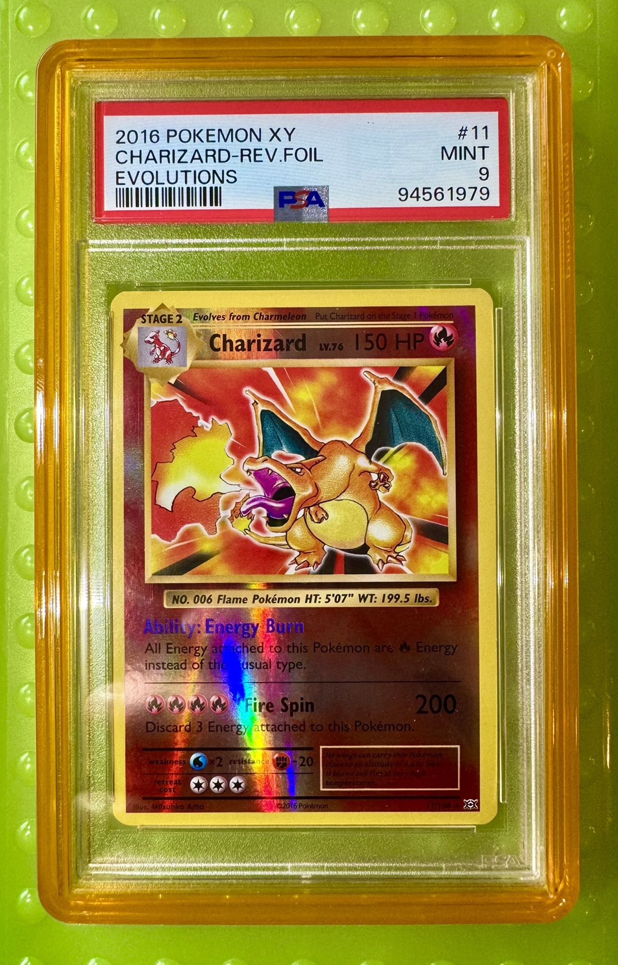 Charizard XY Evolutions Pokemon Reverse Holo 11/108 MINT PSA 9 W/Gold Bumper