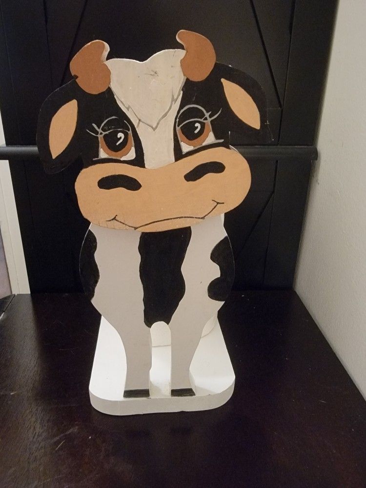 Decorative Holisten Wooden Cow Moo Country Kitchen Paper Towel Holder