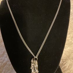 24” Silver Link Chain With Angel Pendant 