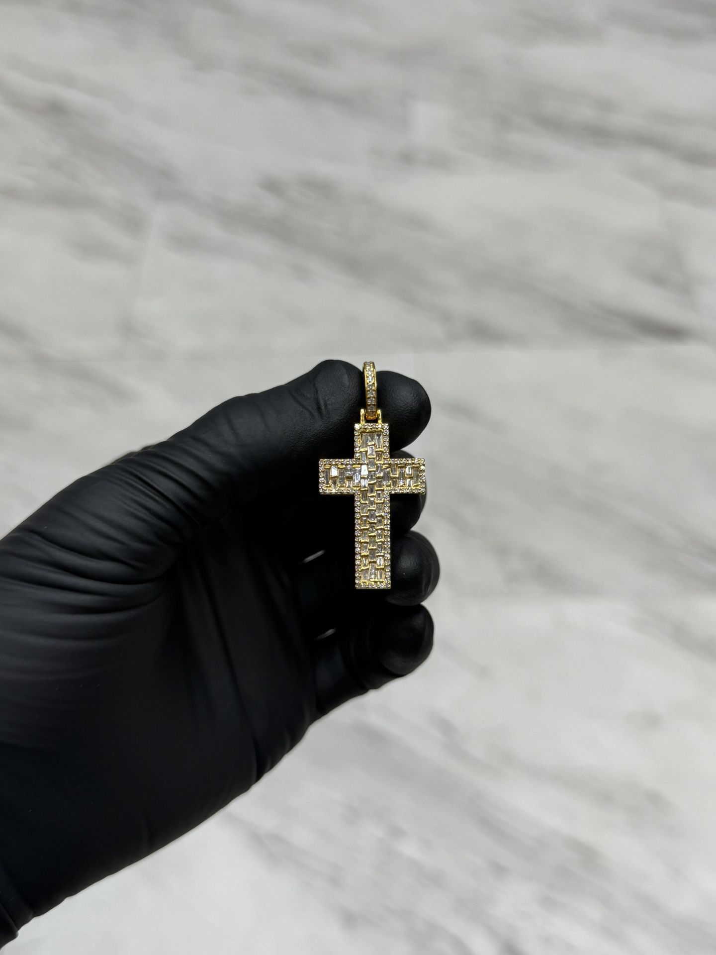 Natural Diamond Cross 10K Gold
