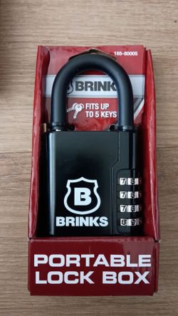 Brinks 165-80005 Portable Resettable Combination Lock Box, Black, Holds 5 Keys