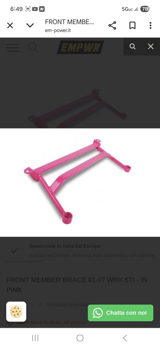Pink Front Lower H Brace 01-07 WRX STI