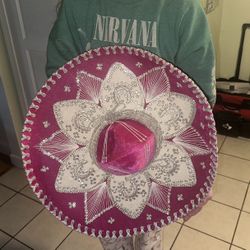 Pink & Silver Embroidered Mariachi / Fiesta Sombrero Hat