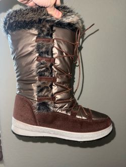 Winter Snow Boots for Women, Mid Calf Boot Waterproof Fully Fur Lined Warm Outdoor Booties Frosty Snow Boot Zipper Tall Boots Brown 10 M US