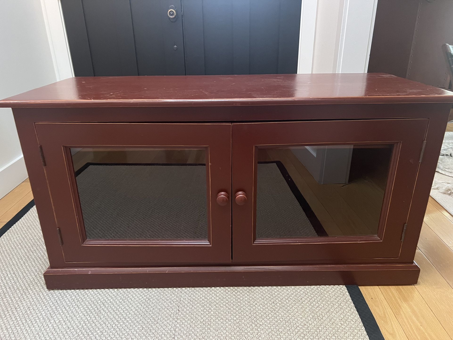 Custom Made Wood Console w/ Glass Doors