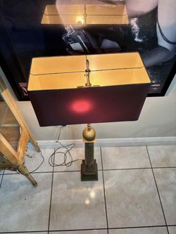Antique Brass Floor Lamp Rectangular Shade 48”H
