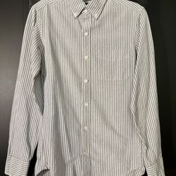 J Crew Oxford Men's XS Gray Stripe  Slim Thick Button Front Shirt 