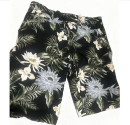 Woman Floral Tropical Print Jorts