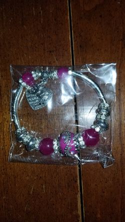 Heart Charm Bracelet (hot pink)