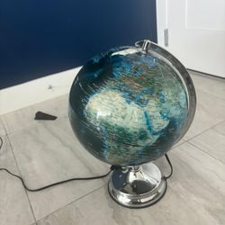 Troika Terra Light Globe, which features a chrome base and illuminated physical map. Sells for $190 retail .. asking $45