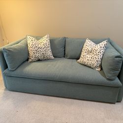West Elm 72” Shelter Sofa in Sea Foam Green